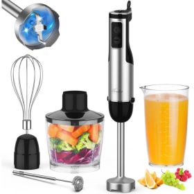 Immersion Blender Handheld, 1100W 5-in-1 Multi-Purpose Hand Blender, 12-Speed Stick Blender, 600ml Beaker, 500ml Chopper, Egg Whisk, Milk Frother (Option: Black) Immersion Blender Handheld, 1100W 5-in-1 Multi-Purpose Hand Blender, 12-Speed Stick Blender, 600ml Beaker, 500ml Chopper, Egg Whisk, Milk Frother (Option: Black)